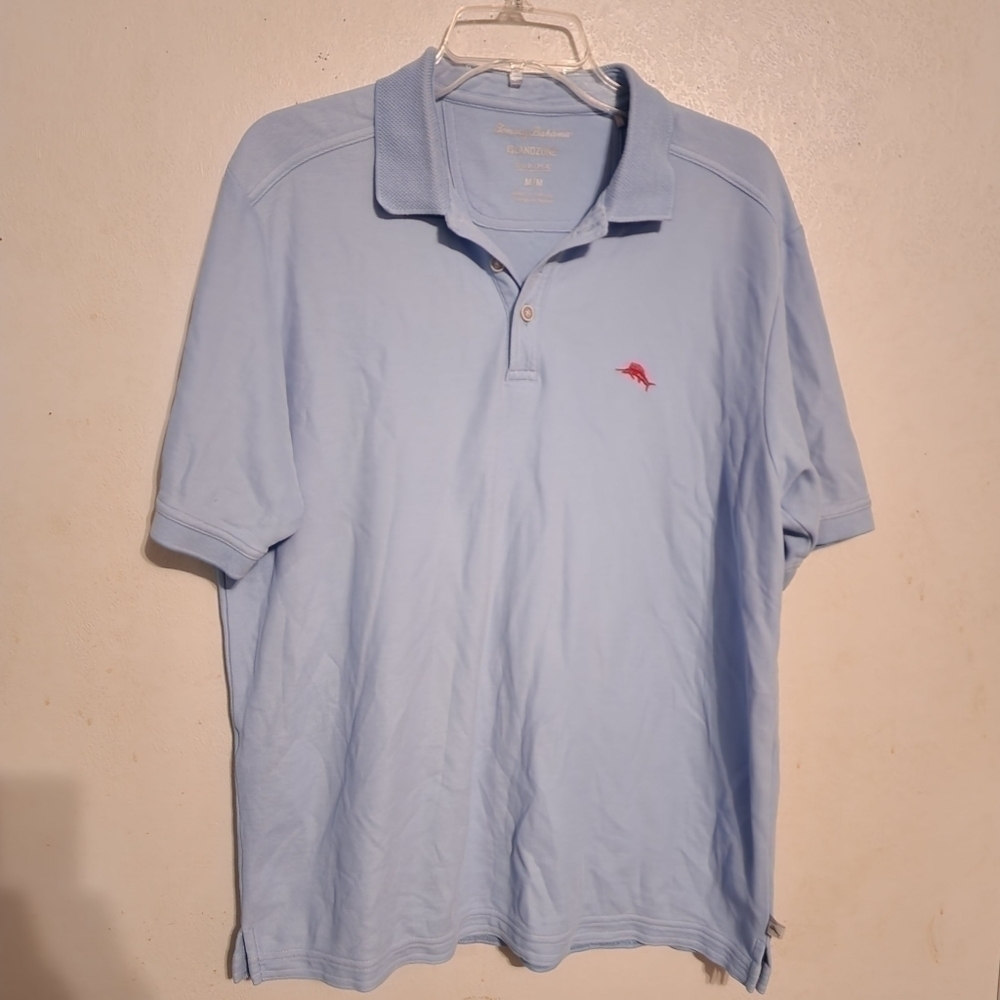 Tommy Bahama Mens Islandzone Supima Light Blue Polo Shirt Sz M